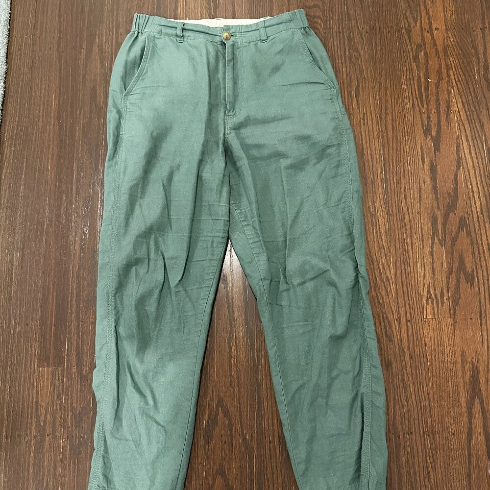 Uniqlo Light Green Cotton Linen Pants - Size Small